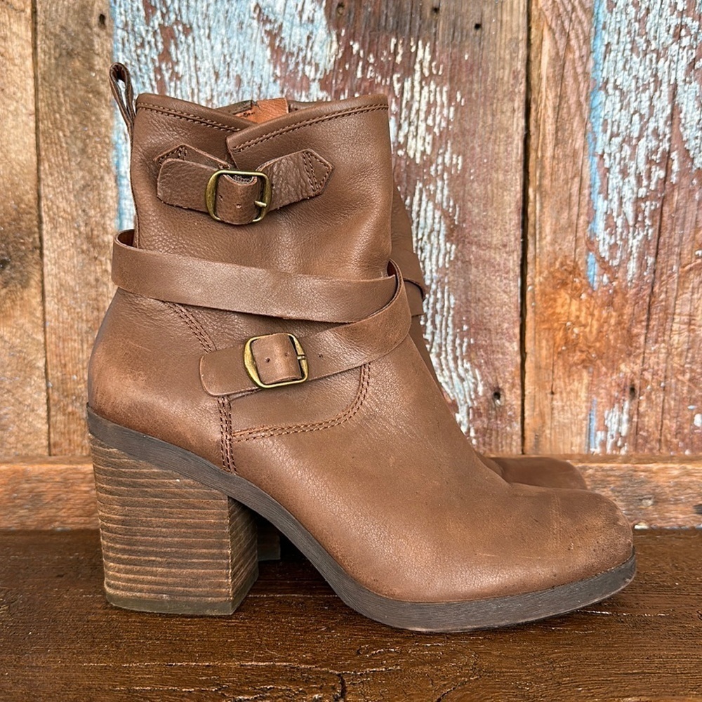 Lucky Brand Orenzo Brown Moto Boots size 9.5